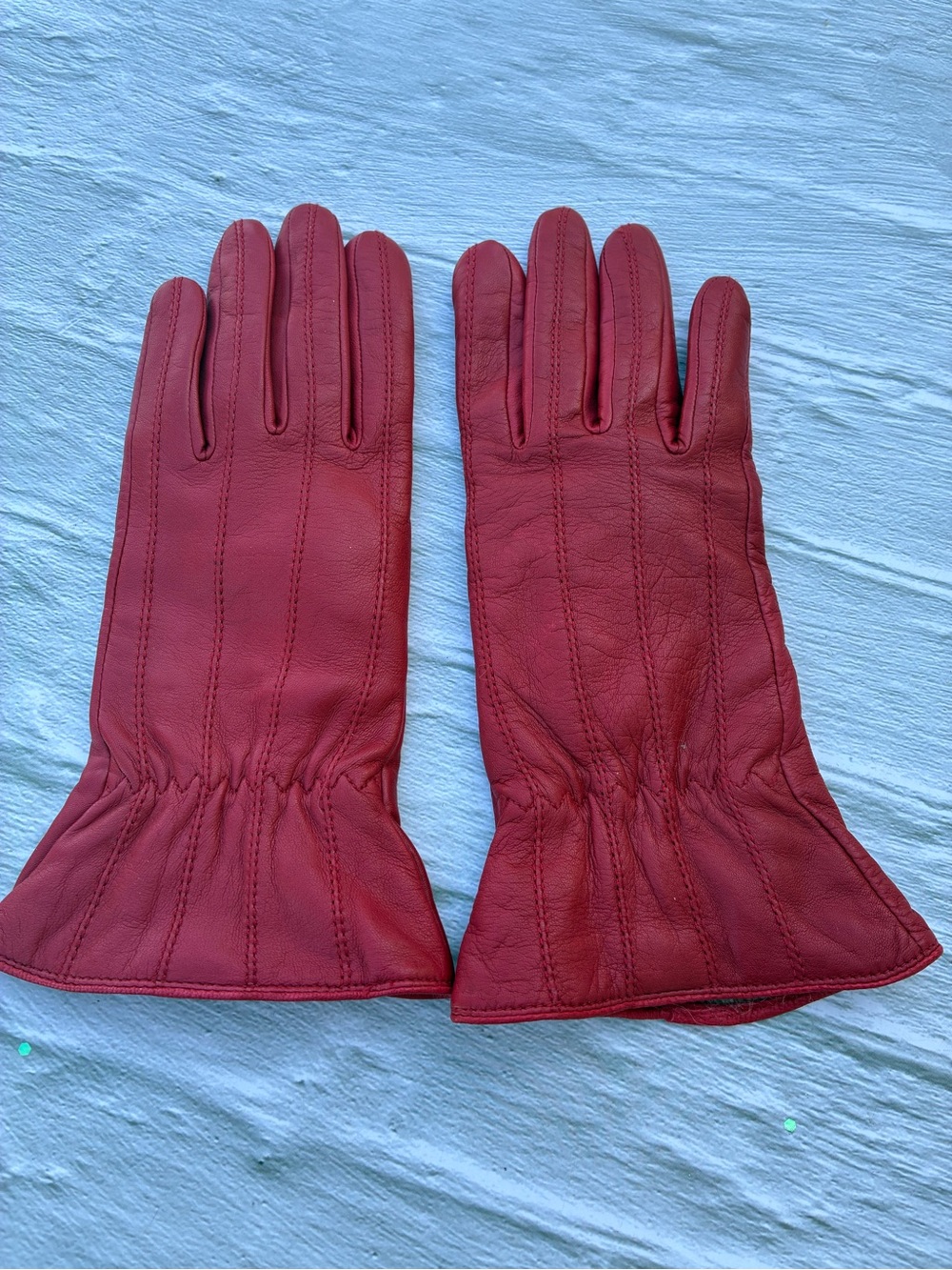 Danier Red Soft Leather Gloves With Elasticized Wrist